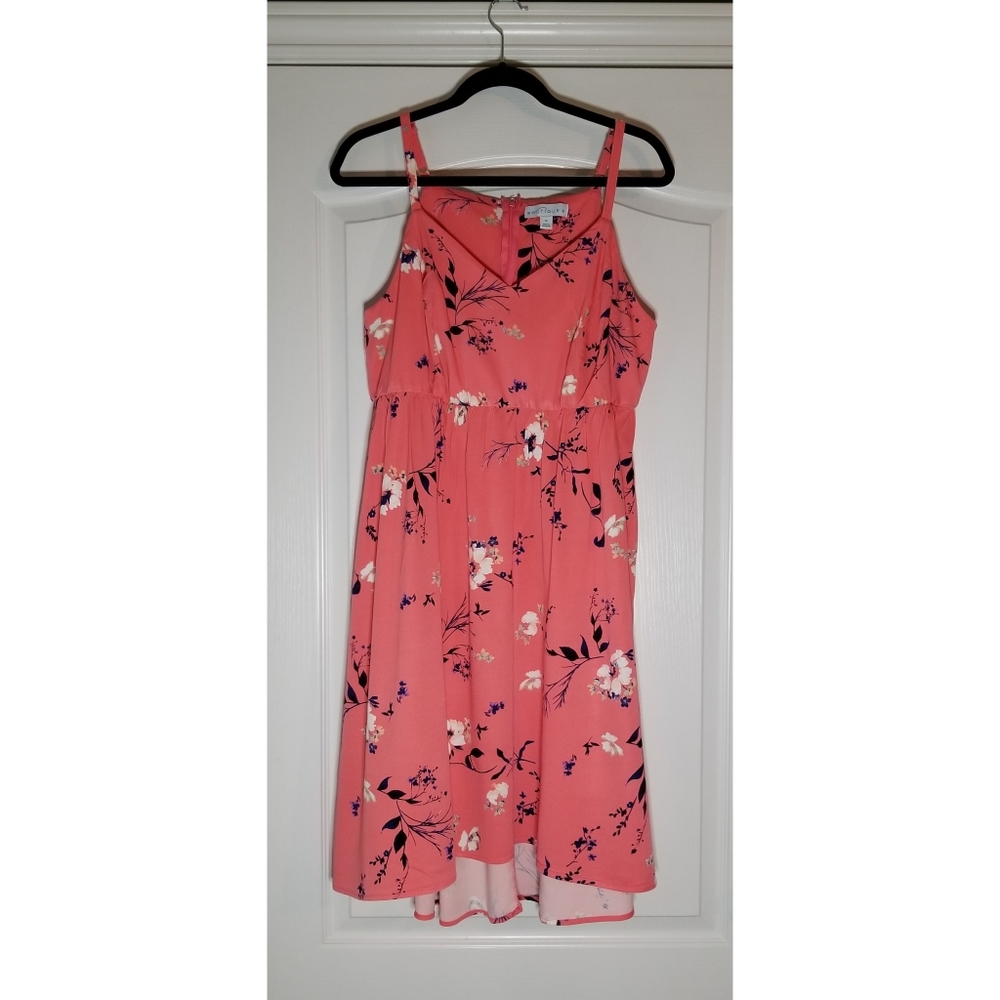 Flirty Orange/Coral Floral Dress Plus Size 1X NWOT